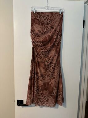 Size Medium Brown Floral & Leopard Print Slip Maxi Skirt